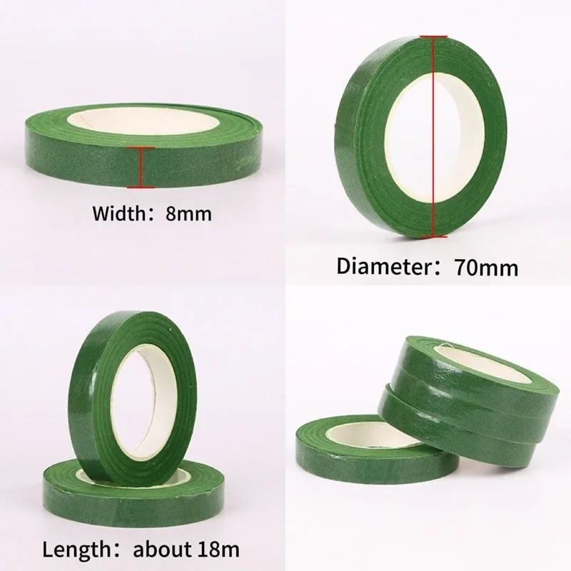 Floral Tapes Self-adhesive Floral Paper Tapes Bouquet Stem Green Floriculture Tape Stamen Wrapping Florist DIY Artificial Flower Supplies