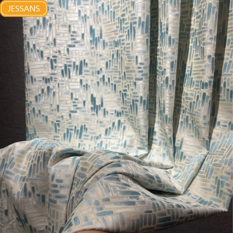 

Simple and fashionable Houndstooth jacquard light luxury geometric pattern curtain Curtains for Living dining room bedroom