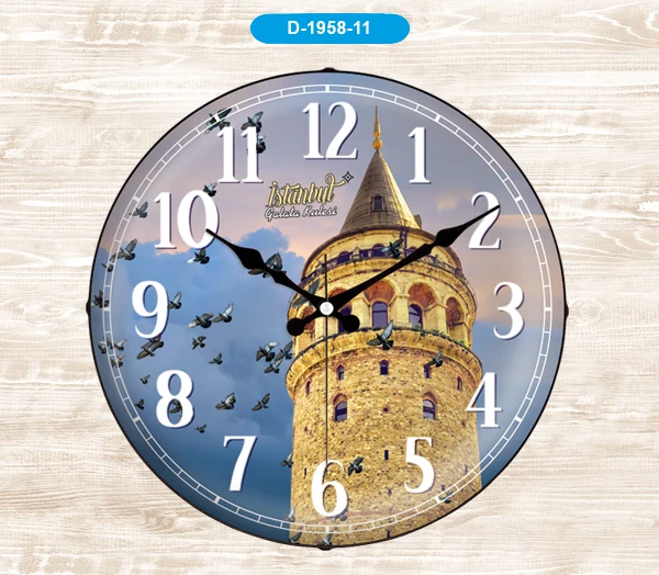 Galaxy D-1958-11 Bombe Mica Orologio Da Parete In Vetro Galata Tower