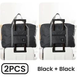 Versatile Foldable Travel Duffel Bag - Set of 2 (Black and Black)