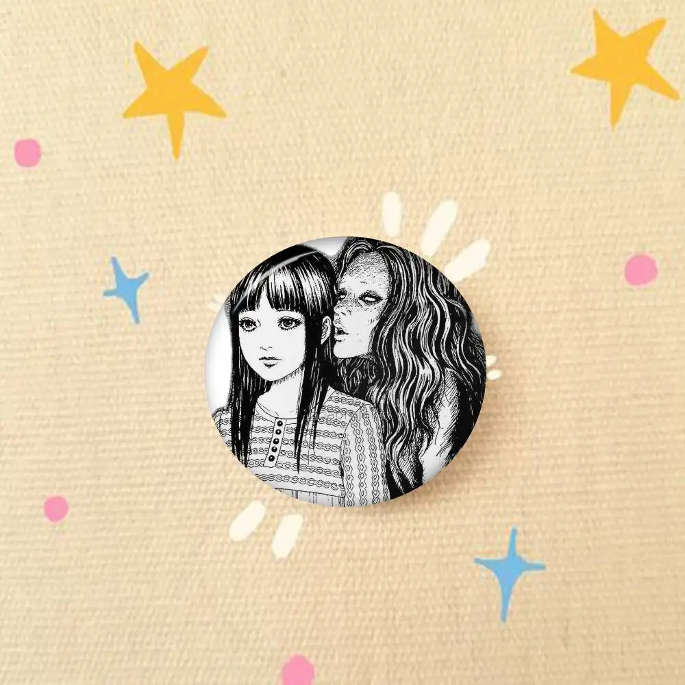 Junji Ito Horror Manga Cute Anime Figure Handmade Tinplate Brooch Badge