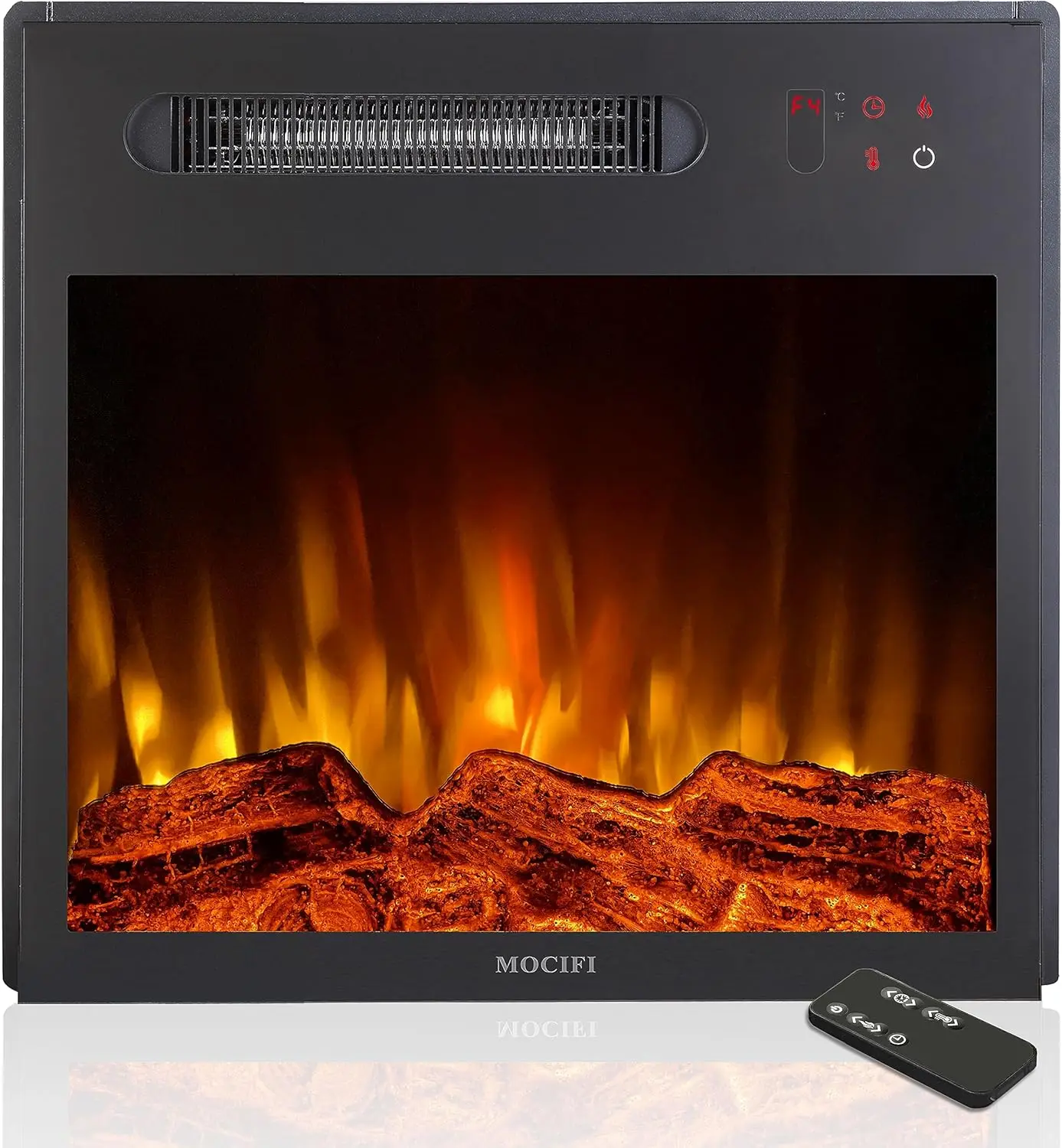 18 inch Built-in Electric Fireplace Insert Heater, Recessed Freestanding Fireplace, Remote Control, Touch Screen, Adjustable