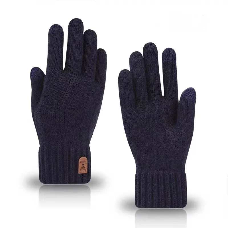 Men's Warm Gloves Winter Touch Screen plus Fleece Wool Knitted
