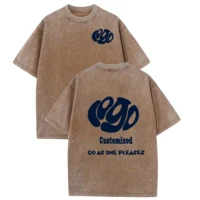 Personnalisez votre LOGO Hip Hop Streetwear hommes 100% coton T-shirts surdimensionné haut délavé t-shirt unisexe été rétro marque personnalisée 4