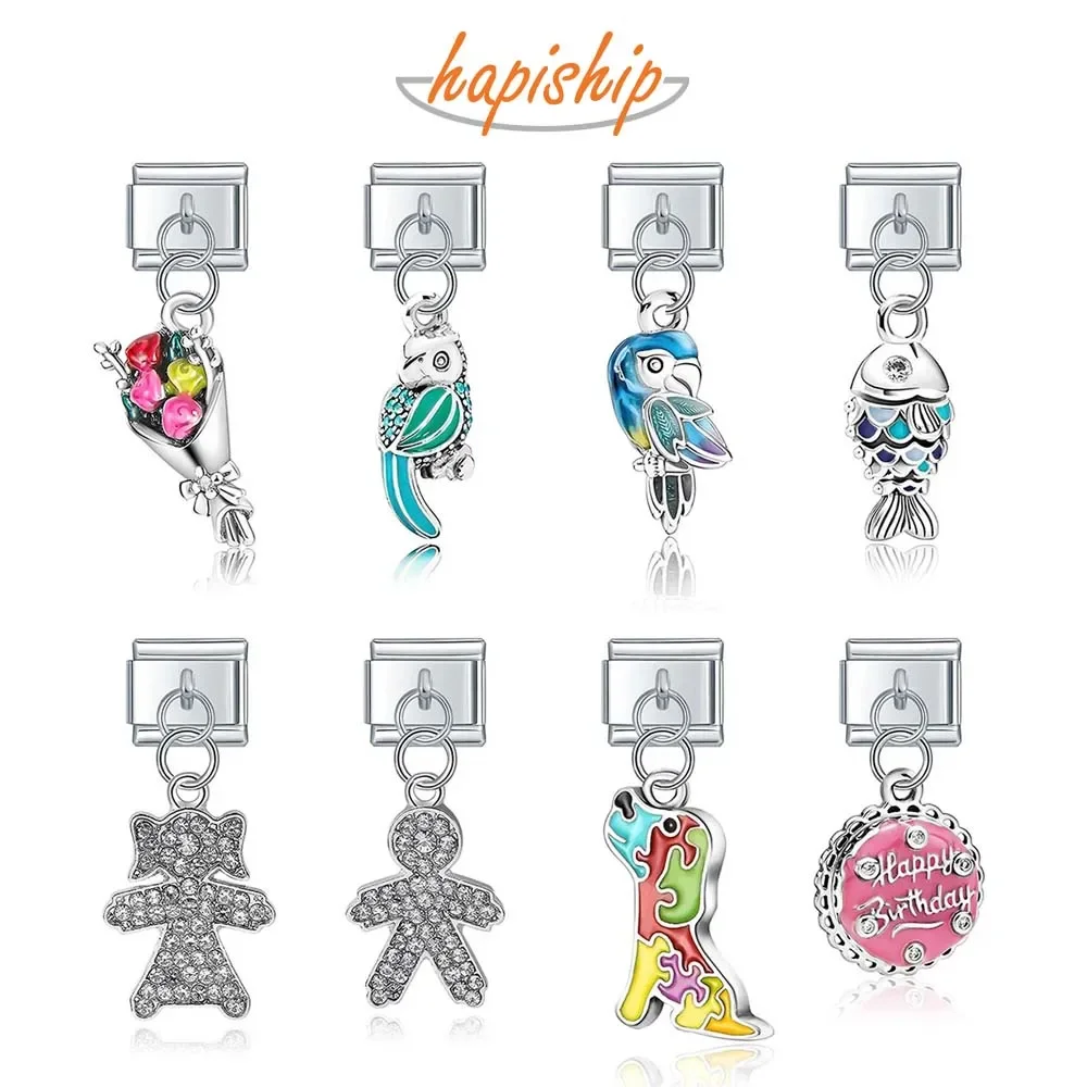 Charm Bracelet Hapiship Fashion Sweet Flower Dog Boy Girls Cake Fish Tree Charm Links Bracelet