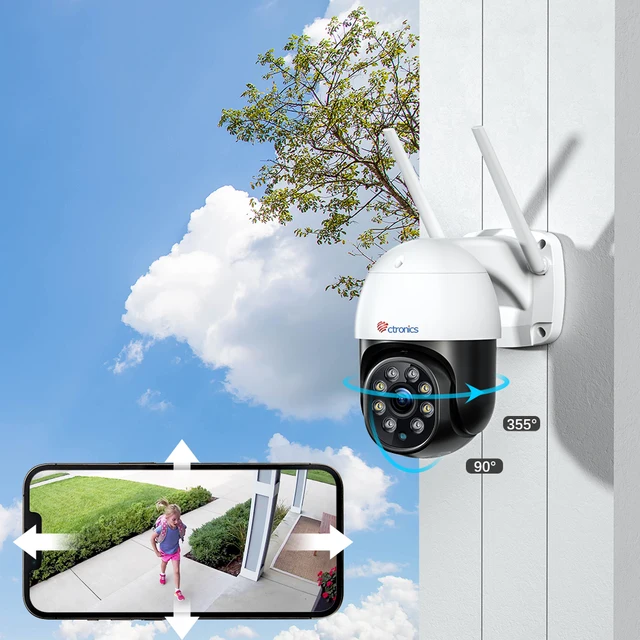 Ctronics 5MP 5G WiFi IP Camera Outdoor 360 Human Detection Auto Tracking Security Camera Color Night Vision CCTV Two Way Audio 2