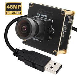 ELP 48MP UHD Webcam Wide Angle 2.9mm lens Color IMX586 Sensor 4K 30fps AI Video Analytics Machine Vision USB Camera Module