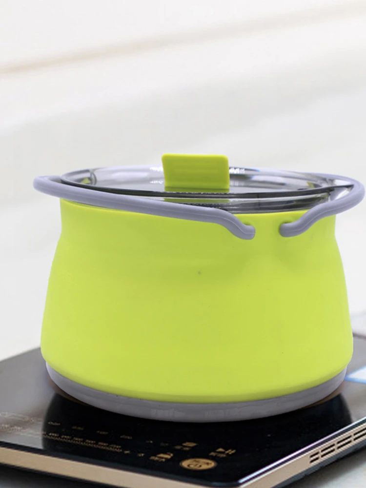 Portable Folding Boiling Water Pot with Handle for Camping Travel Self-Driving Silicone Kettle Space Saving Drinkware 4
