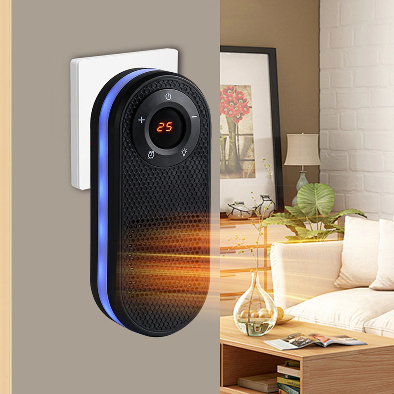 Small Quick Heat Room Warmer with Night Light Household Bathroom Heater Overheat Protection for Desk Table Bedroom Study Offices