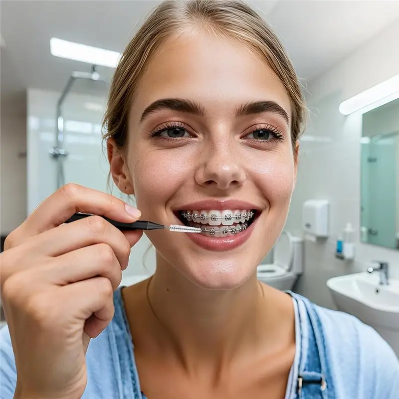 AT28-플라스틱 치아 교정기용 브러시 클리너, 부드러운 나선형 헤드가 있는 150팩 치간 브러시 세트, 치아 청소에 이상적