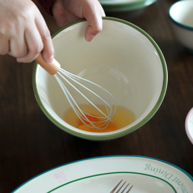 Ceramic Tableware Set Dinner Plate Rice Bowl Dishes Cute Simple Letter Printing Round Plate Home Party Tableware Warmhouse Gift