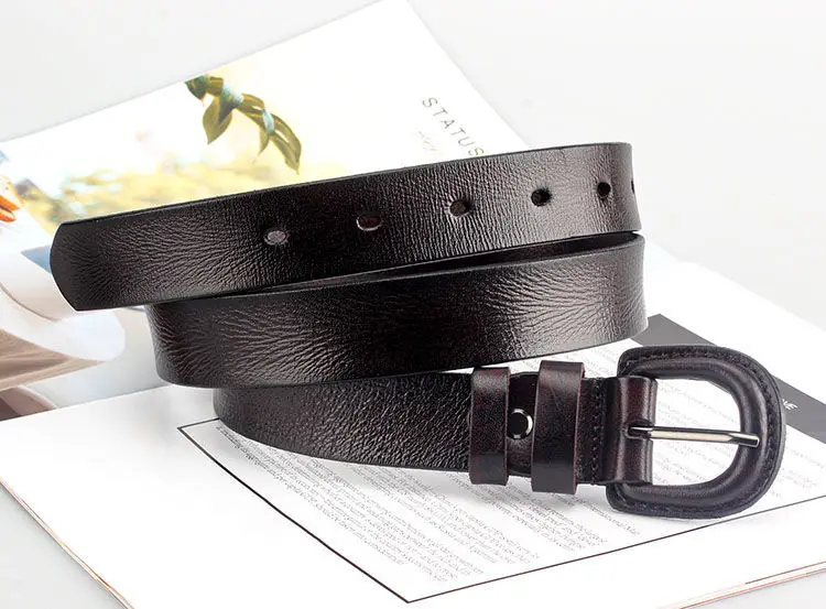 men's belts for jeans Anti-Metal Allergy Belt Ladies Belt Japanese Hot Girl Top Layer Cowhide Pin Buckle Casual All-Match Narrow Pure Cowhide Belt mens black belt