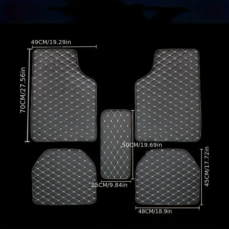 Leather Car Floor Mats Universal PVC Waterproof Car Carpet Cushion 5PCS/Set
