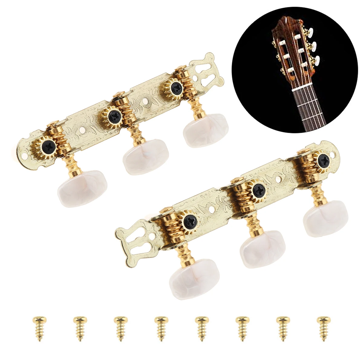 1 pair Classical Folk Guitar Tuning Pegs Gold Plated Guitarra Parts