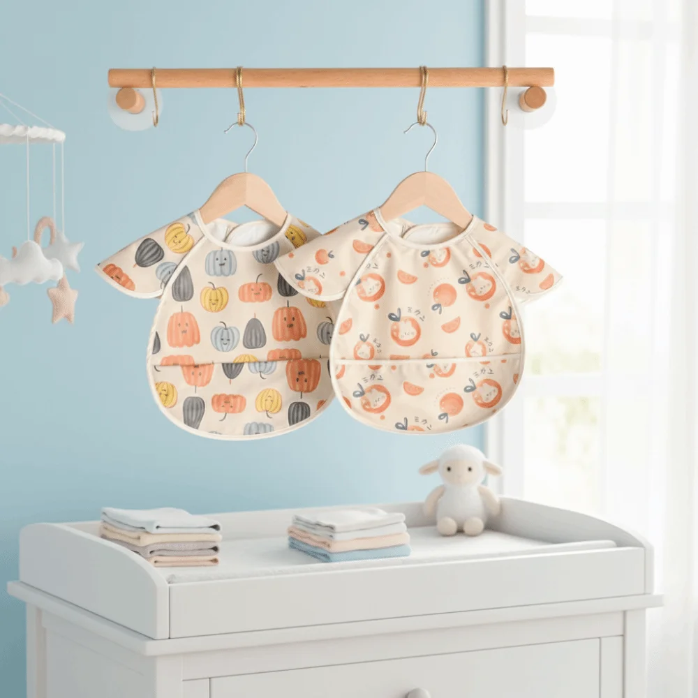 Apron Style Waterproof Baby Bibs Soft Sleeveless Burp Cloth Short Sleeve Cartoon Print Feeding Apron Products