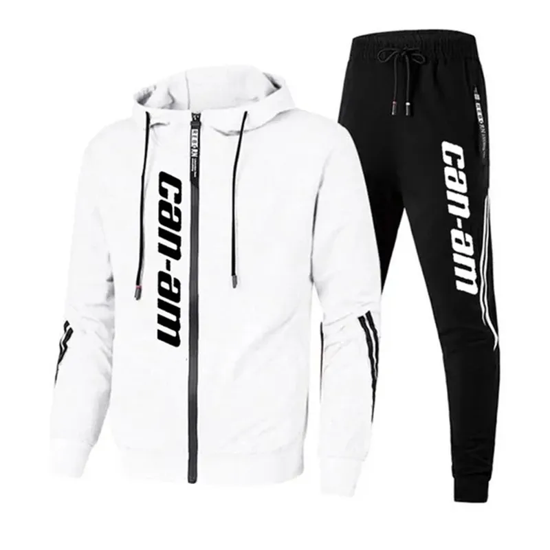 Men's Hoodie Tracksuit Long Sleeve Zipper Jackets and Sweatpant Jogging 2 Pcs Set Casual Male Winter Fleece Outdoor Wear