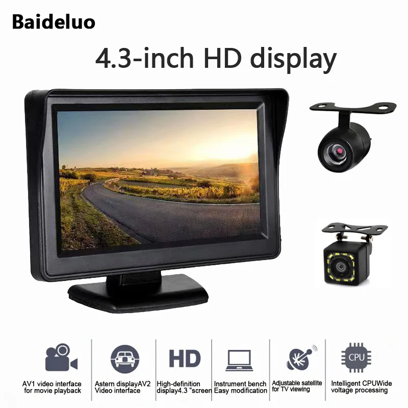 Easy Installation 4.3Inch Rear View Camera Monitor Screen Reversing Camera for Car Parking Parking System Camera for Vehicle