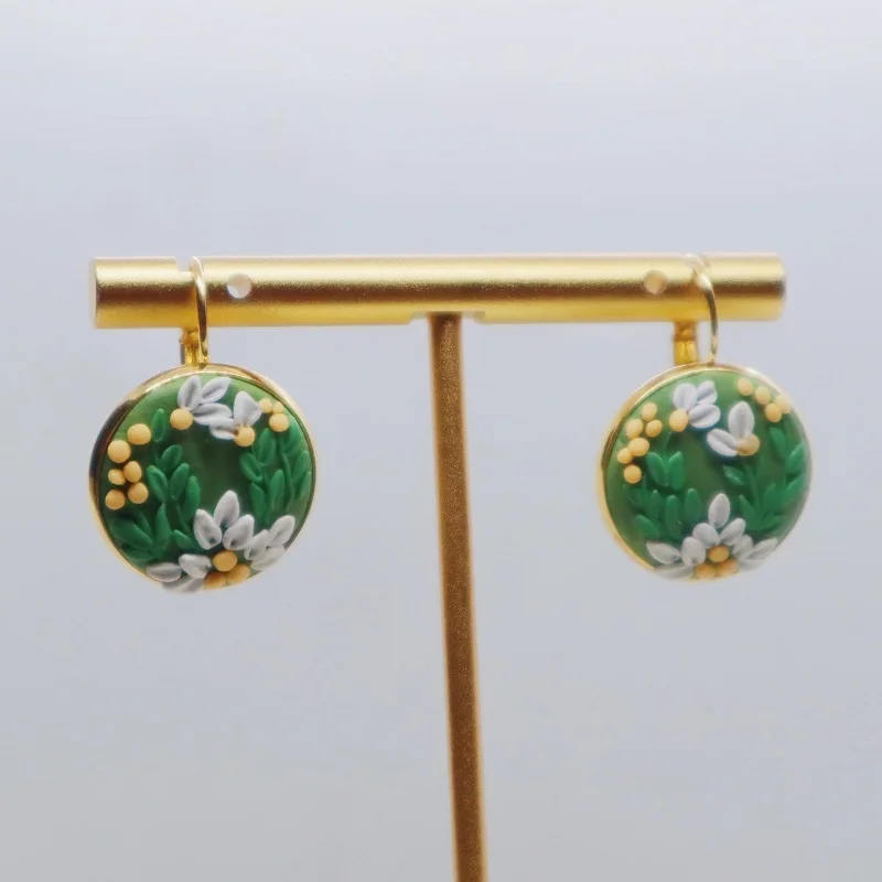 Boucles d'oreilles créoles en argile pour femmes et filles, fleurs de carillon faites à la main, boucles d'oreilles pendantes, accessoires de bijoux, cadeaux, nouvelle mode, 2022