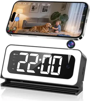 Wesecuu Smart Clock Camera, 2K Indoor Cameras for Home Security, Nanny camera 5G WiFi Security Cameras Wireless, Two-Way Talk, 1