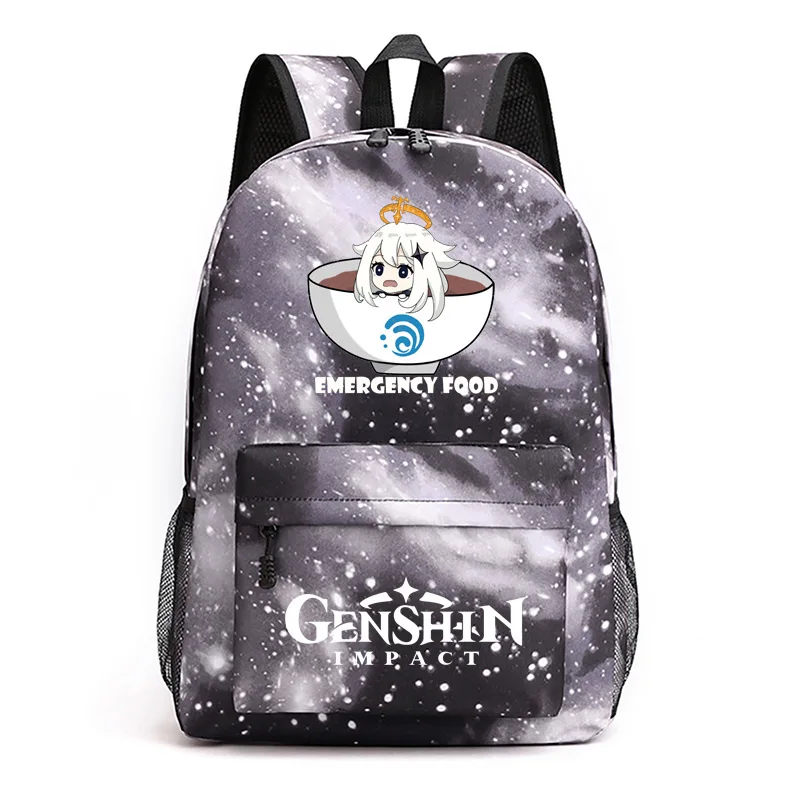 

Модные Молодежные милые школьные ранцы Genshin Impact для студентов, рюкзаки для ноутбука, водонепроницаемые дорожные сумки из ткани Оксфорд с принтом для мальчиков и девочек