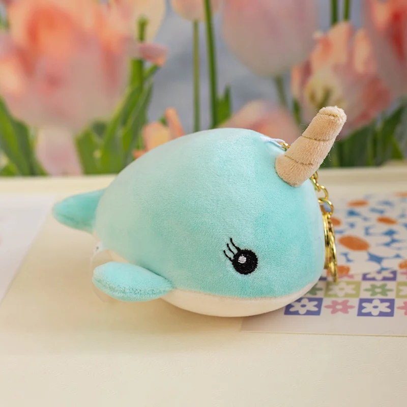 Adorable Narwhal Plush Pendant – Soft Cartoon Sea Creature Stuffed Toy Keychain
