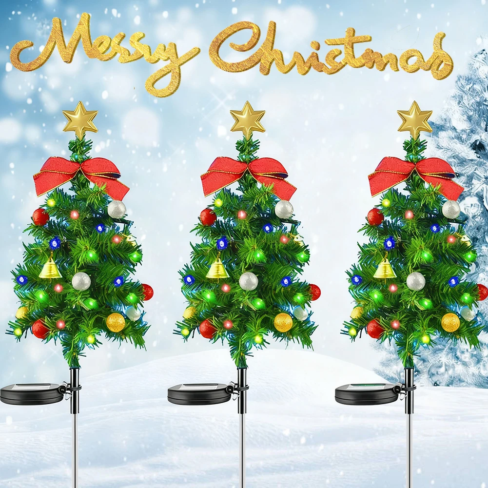 Solar Christmas Tree Lights Outdoors LED Christmas Decor IP65 Waterproof Garden Lawn Landscape Lamps for Patio Porch Pathway