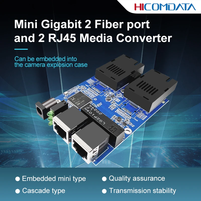 1000Mbps Media Converter Network Switch 2 Fiber 2 RJ45 SC Port 20KM Gigabit Ethernet Switch Pcba Fiber Optical Media Converter Fiber Transceiver Module Sfp Transceiver Module