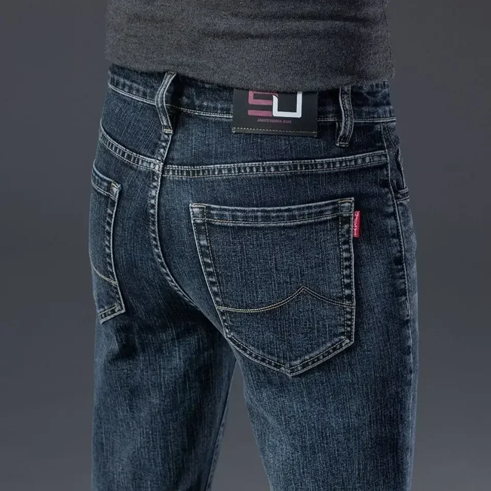 thumbnail image 1 of Pantalones vaqueros ajustados y elásticos para hombre, pantalones vaqueros ajustados para hombre, pantalones pitillo ajustados con bolsillos, tendencia informal 2024, otoño coreano, XS, 1 of 5