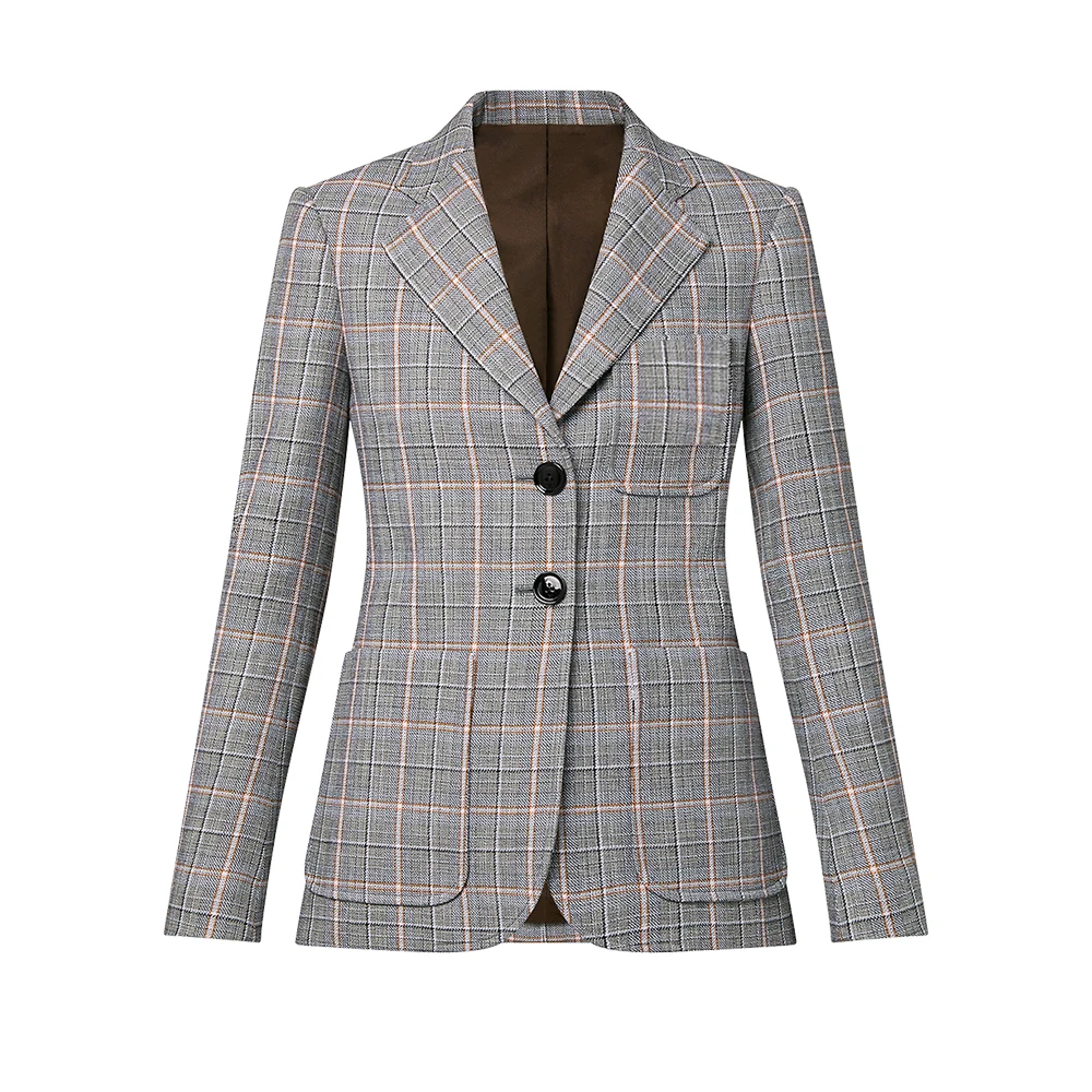 

WFMS MS Leather Trimmed Plaid Mini Skirt Jacket #wfms6588