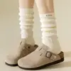 2024 Winter Warm Women Thickened Long Socks Cotton stripe Wrinkle Mid-Calf Length Socks Thermal Tube Socks Women's Hosiery