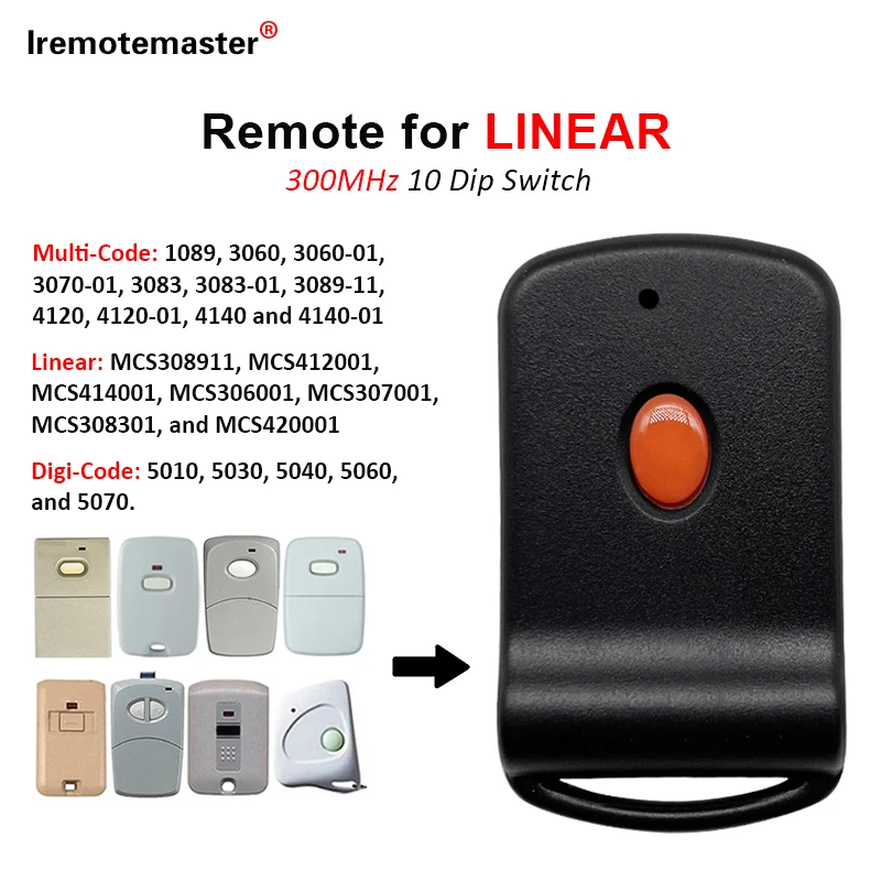 

For MultiCode 3060 Compatible Firefly 300MCD21K Keychain Remote 300MHz 10 Dip Switch