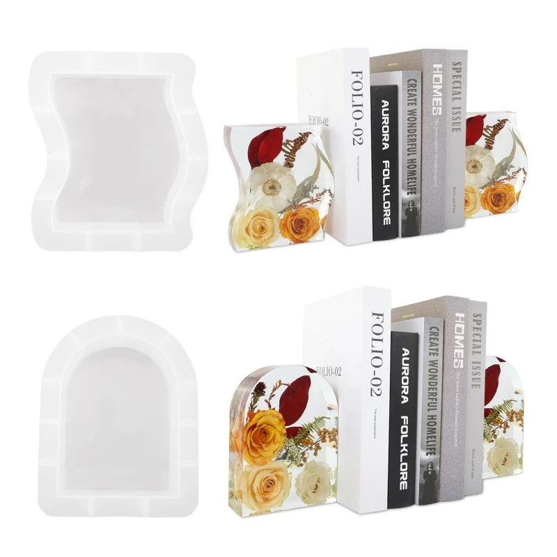 Y4QE Bookends Resin Molds Silicone Arch Mold Epoxy Molds for Flower Preservation Wedding Decoration Home Party Decor