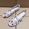 Brand Summer Women Mary Jane Shoes Chinese Style Embroidered Flower Mesh Designer Cozy Light Daily Outside Ladies Ballet Flats