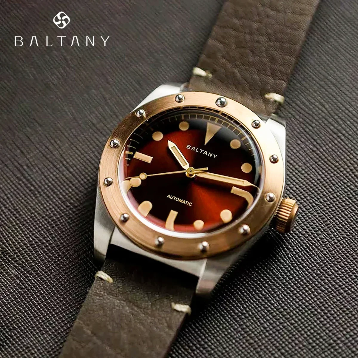 Mechanical Watch Baltany 2025 Sailing Series Nh38 Men's Bronze Case Sapphire Waterproof 20Bar Super Glow Classic Vintage
