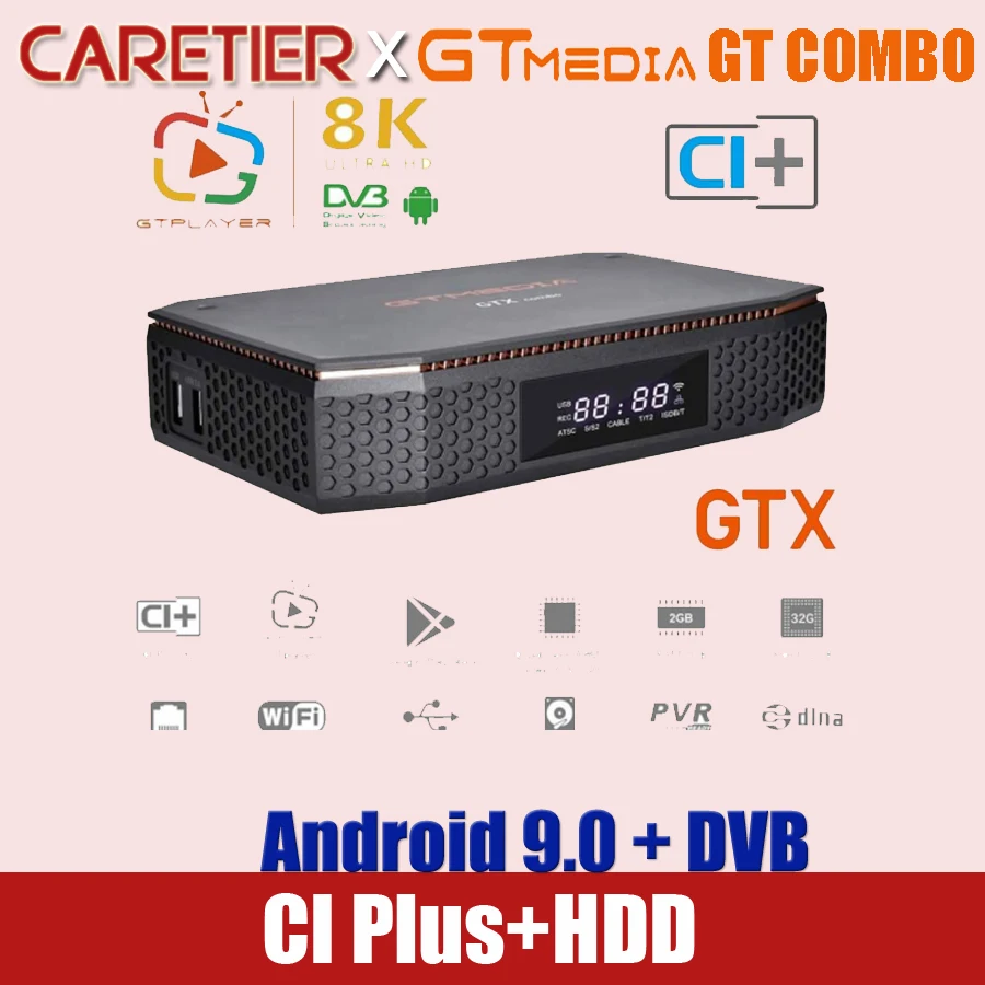 GTMEDIA GTX Combo 8K S905X3 Android 9.0 DVB S2X T T2 C C2 ATSC T ISDB T CA CI Smart TV BOX satellite tv receiver Set Top Box