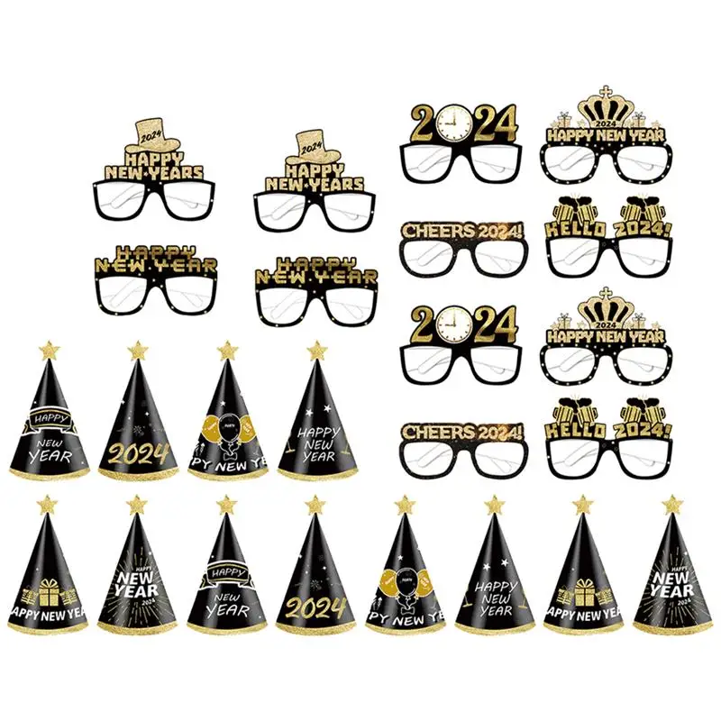 

1 Set 2024 New Year'S Eve Party Eyeglasses Party Glasses Hats Props 3D Glasses Children'S Birthday Party Photography Props