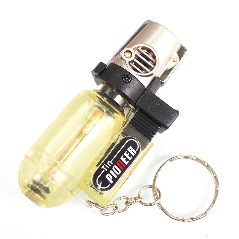 BBQ Lighter Windproof Jet Flame Butane Gas Refillable Lighter BBQ Flame Ignition Tools with Keychain for Easy Portability