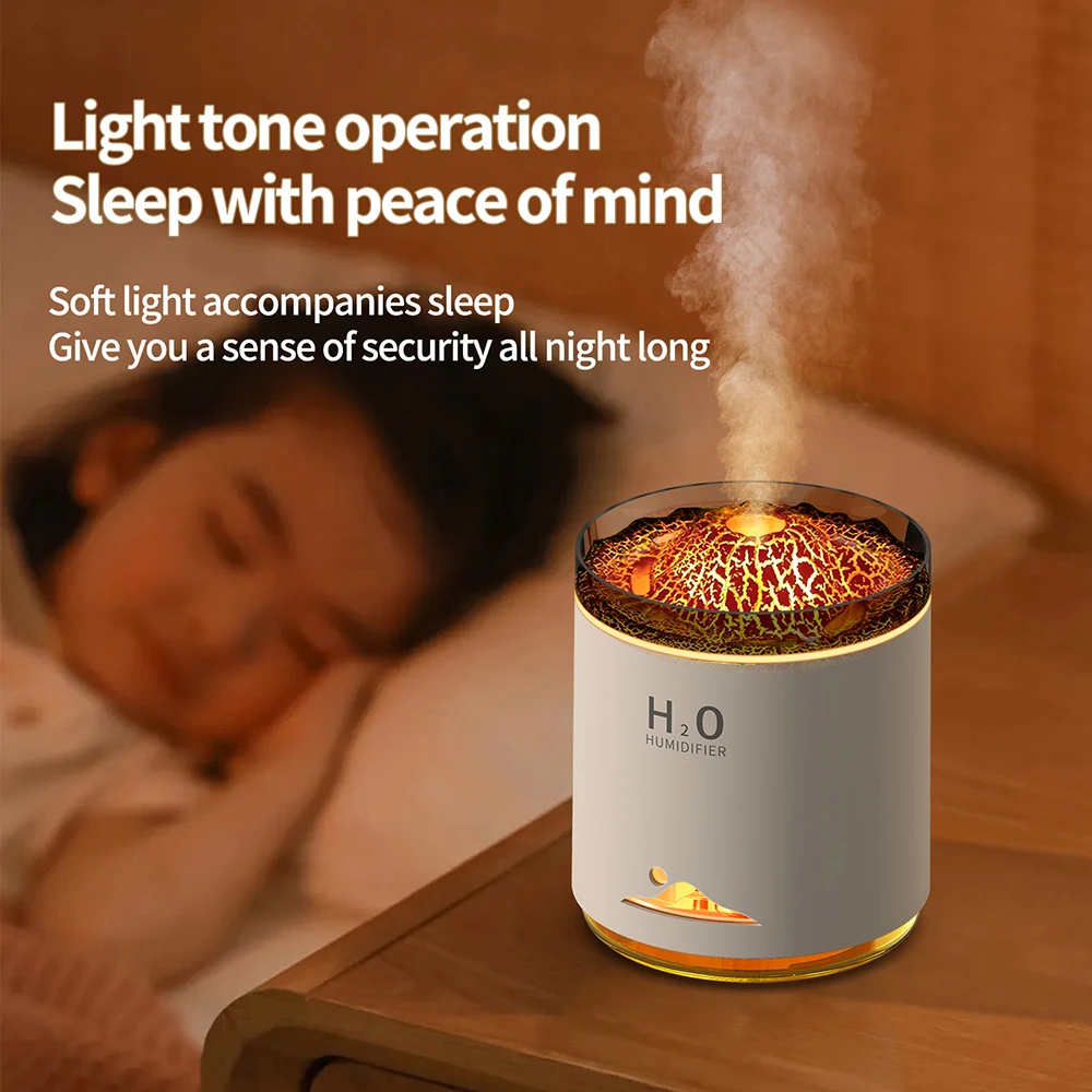 

USB Portable Purifier Volcanic Flame Aroma Essential Oil Diffuser Air Humidifier with Night Light Lamp Fragrance Humidifier