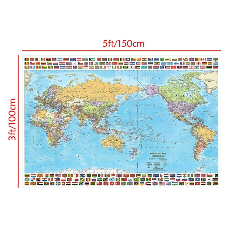 Map of The World 150*100cm Unframed Posters and Prints Living Room Wall Art Pictures Canvas Painting Office & School Supplies
