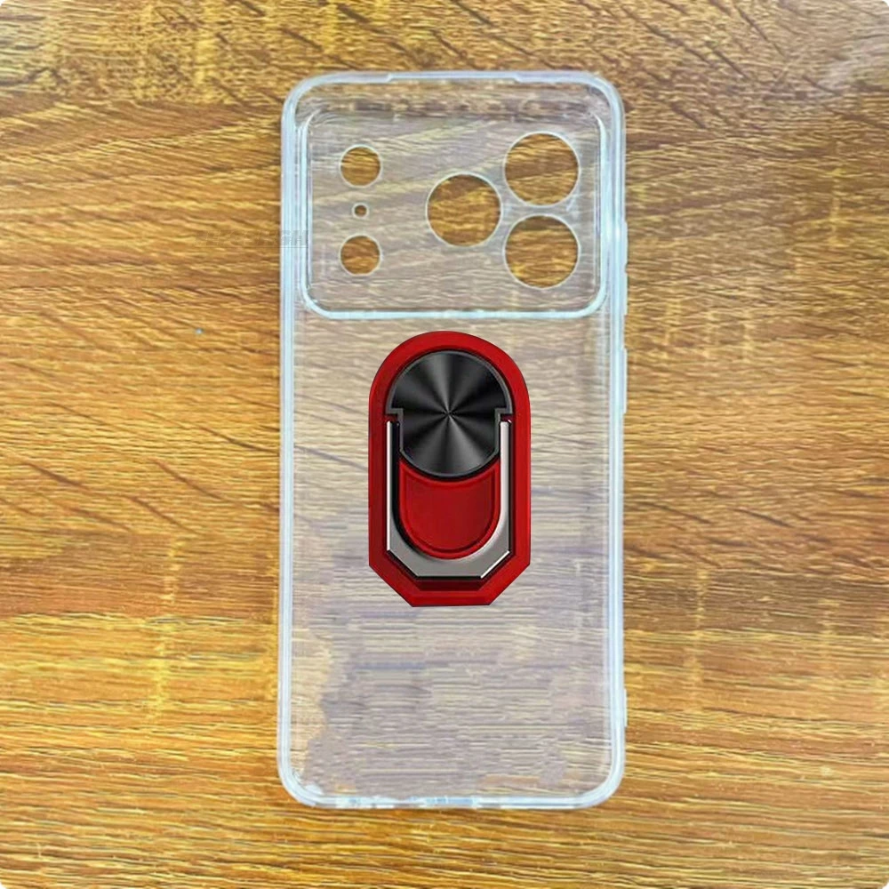Enhanced Back Finger Ring Soft TPU Silicone Phone Case with Bracket