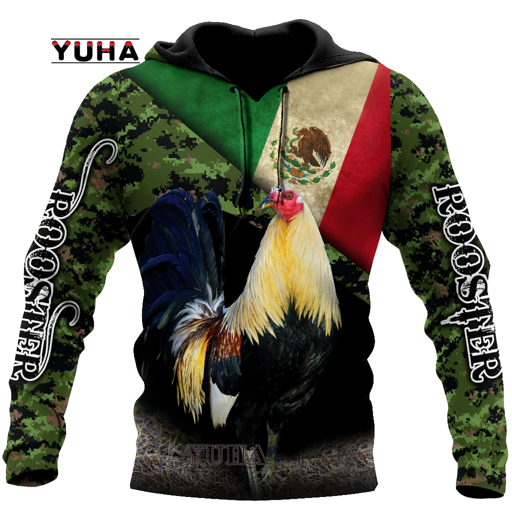 thumbnail image 1 of Sudadera con capucha yk2 de primavera y otoño con estampado 3D de tamaño completo para hombre y mujer, ropa de calle estilo Harajuku, sudadera unisex con hermoso gallo mexicano, 1 of 5