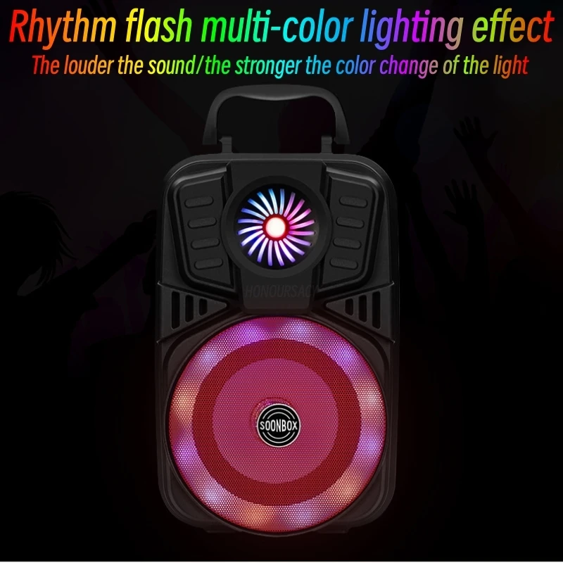 

Caixa De Som Portable Wireless Bluetooth Speaker RGB Colorful Light Subwoofer 360 Stereo Surround TWS Boom Box Home Karaoke FM