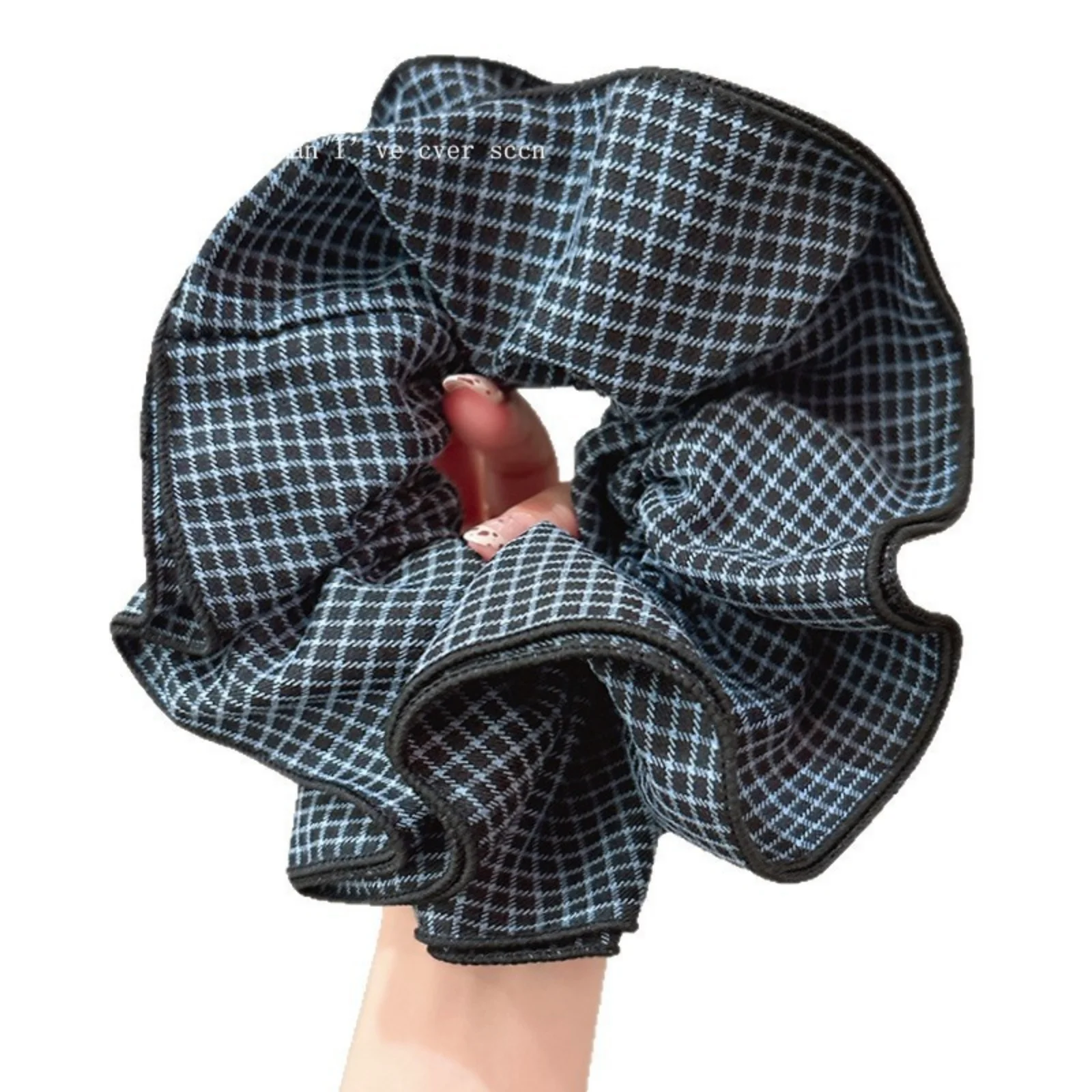 1PC Blue Plaid Large Scrunchie, Fashionable Hair Accessory for Women, Cute Hair Tie for Daily Wear