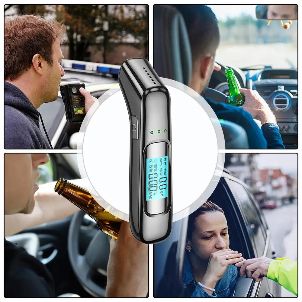 Pocket Breathalyzer Portable Breath Analyzer Rechargeable Accurate Detection Supplies LED Display Test Tool For Driving Safety