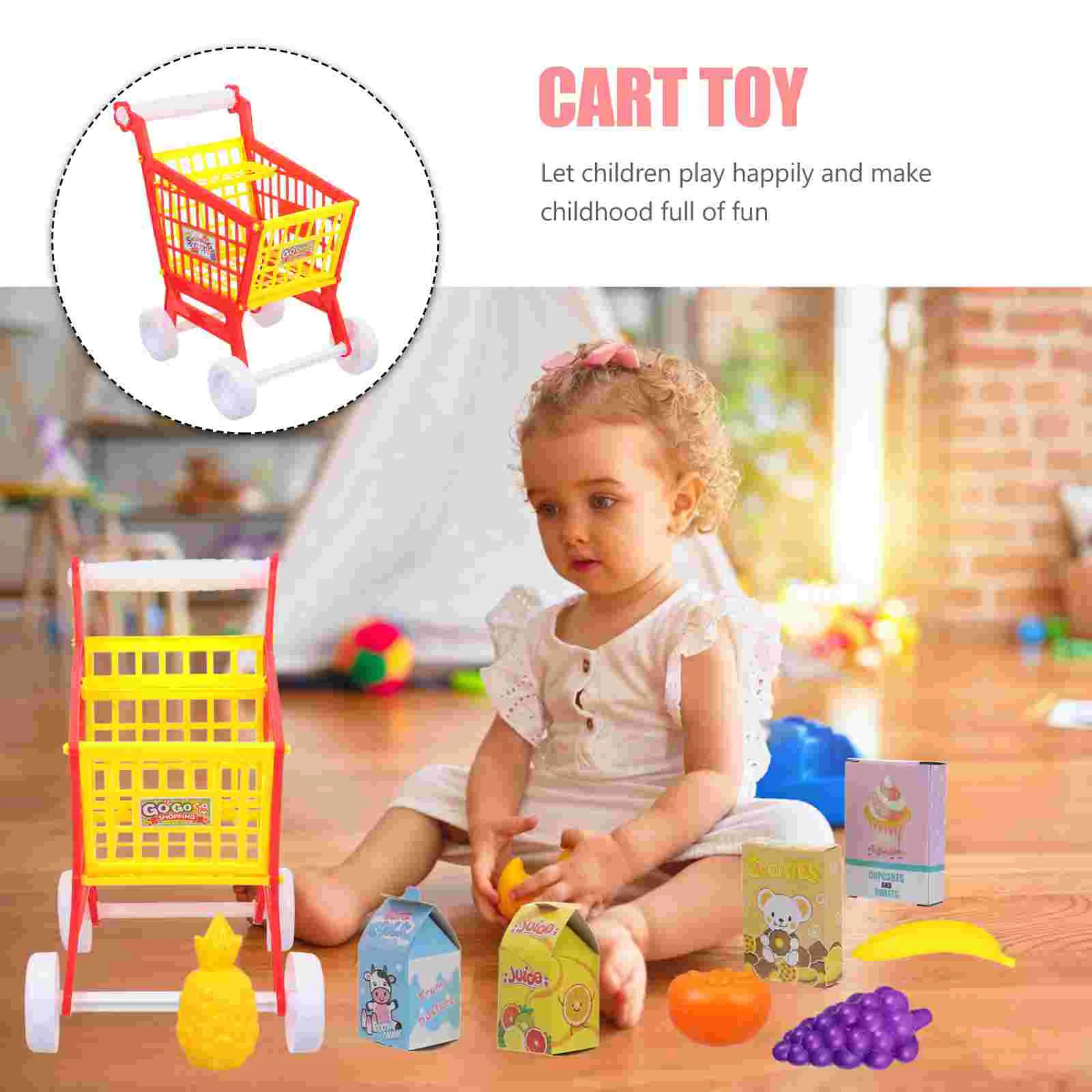 Play House Toy Plastic Shopping Trolley Child Supermarket Puzzle Fake Cart Funny Abs Small 5