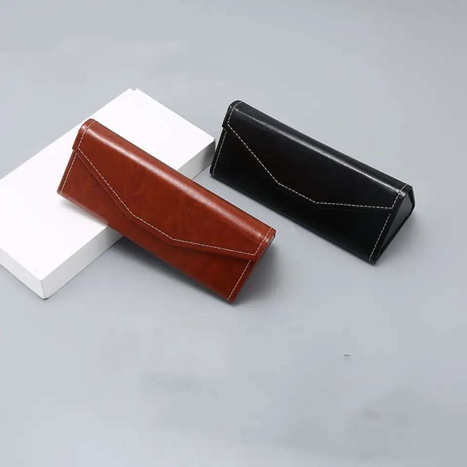 Boîte De Lunettes De Soleil Triangulaire Portable Pliable, étui Magnétique De Bain étanche En PU, étuis à Lunettes Pour Documents Solides, Protection Des Lunettes