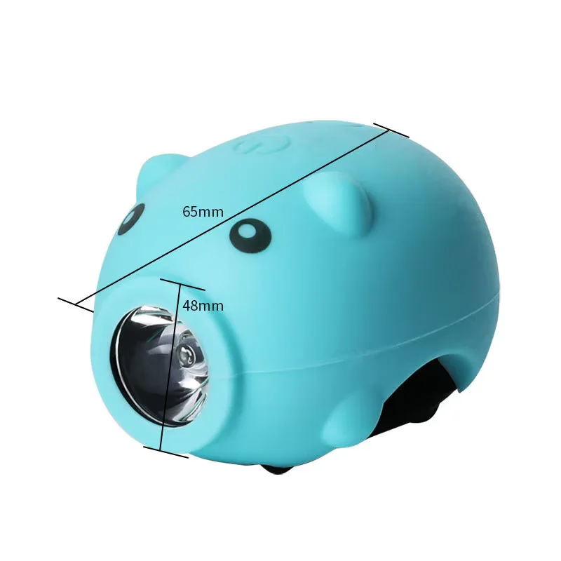 Cartoon Piggy Rechargeable MTB Bike Headlight with Horn - 3-Mode Handlebar Front Light