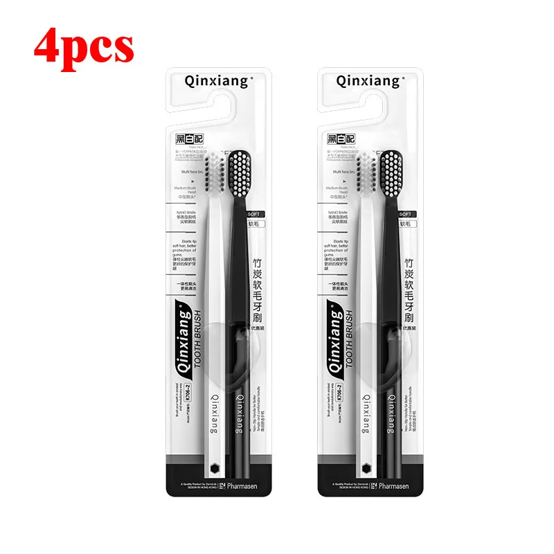 Sustainable Bamboo Charcoal Toothbrush Set with Soft Bristles