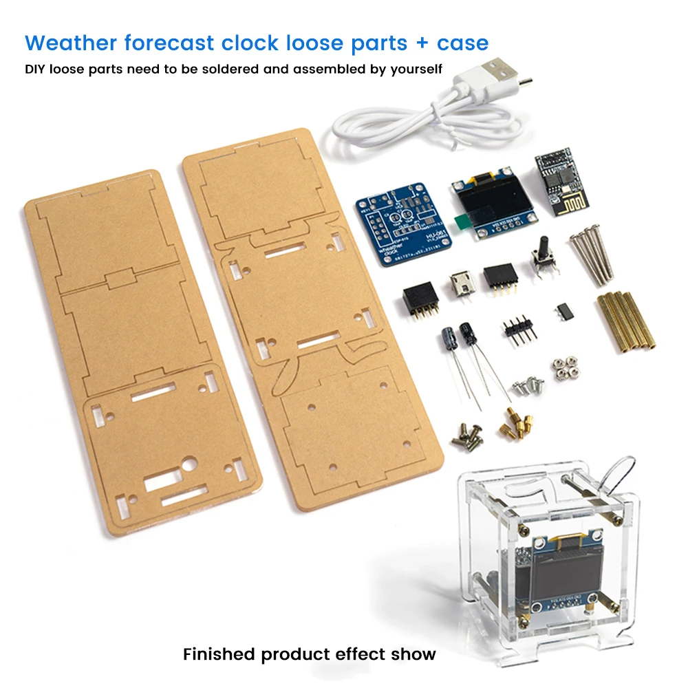 Esp8266 Mini Elektronische Klok Diy Kit 0.96 Inch Oled Display Ondersteuning 2.4G Wifi Netwerken Met Case Leuk Diy Solderen Losse Deel