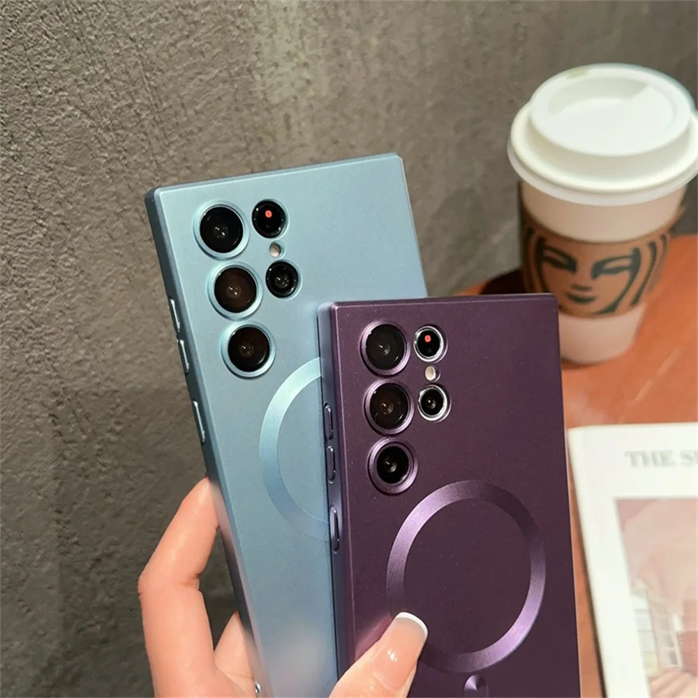 Elegant Metal-Tone Silicone MagSafe Phone Case – Premium Soft Cover